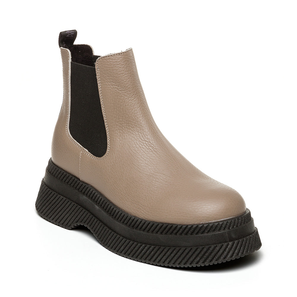 Geniva Bootie Greige Leather- Hover Image