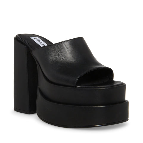 Steve Madden Cagey Black Leather Special Prices - Cunhas e Plataformas