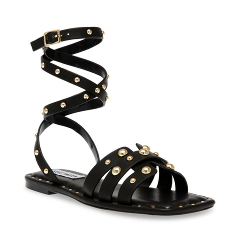 Steve Madden Trustee Sandal Black Leather Sandálias rasas até 50% - 1 a 31 de outubro