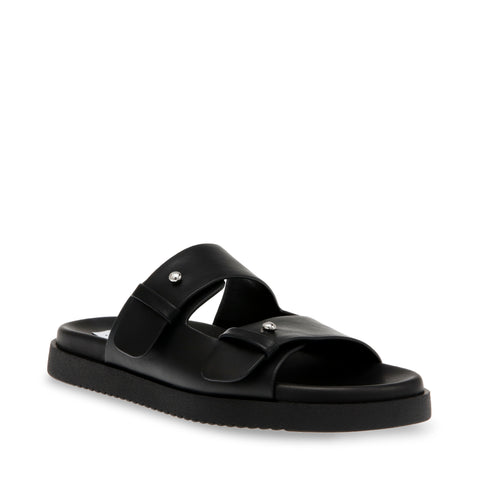 Steve Madden Mariel-CN Sandal Black Action Leather Sandálias rasas até 50% - 1 a 31 de outubro