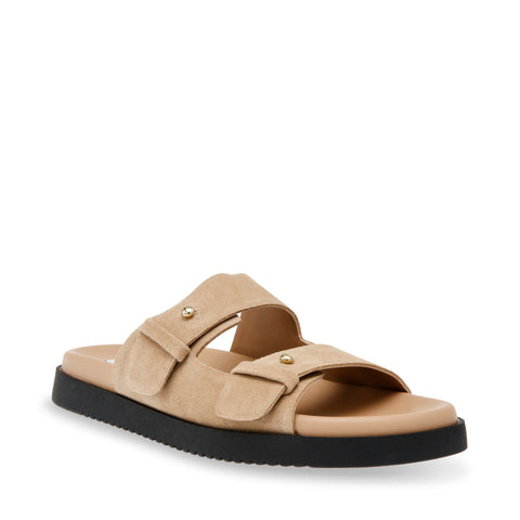 Steve Madden Mariel-CN Sandal Taupe Suede Sandálias Rasas Primavera Verão 2024