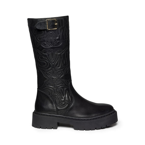 Steve Madden Gelina Boots Black Leather Botas até 25%