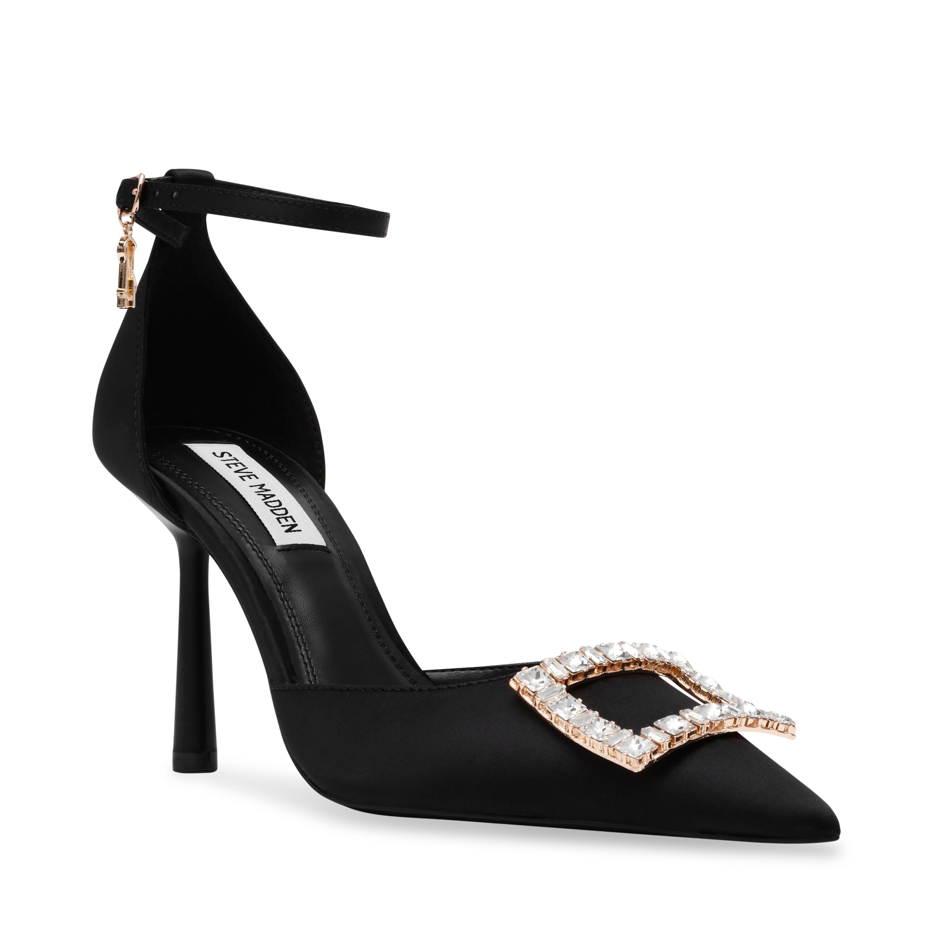 Accession Heeled Sandals Black Satin- Hover Image