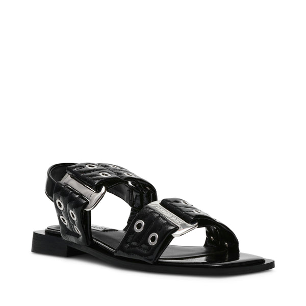 Saria-E Flat Sandals Black Patent