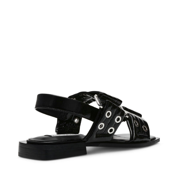 Saria-E Flat Sandals Black Patent