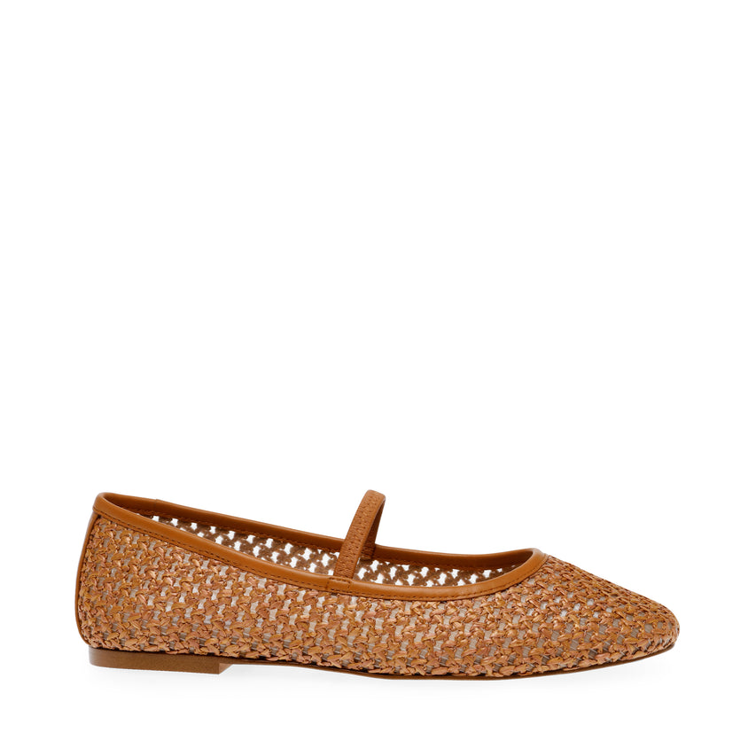 Majorca Ballerina Tan Raffia