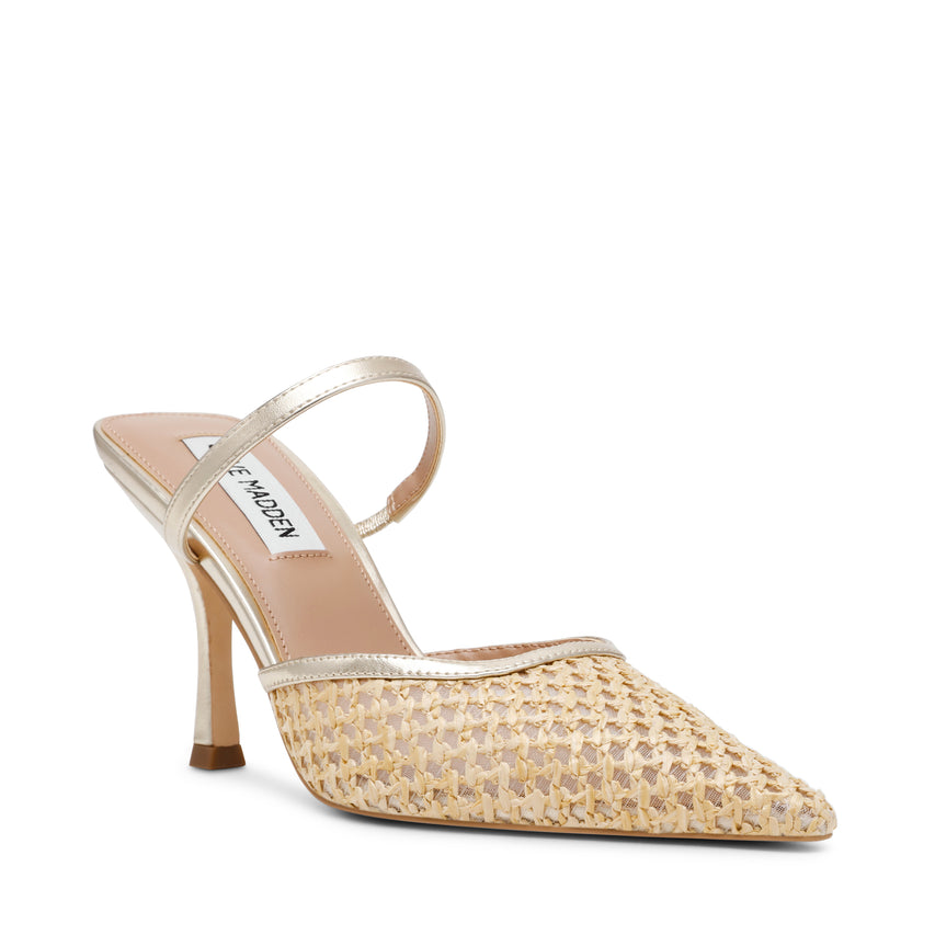 Brinley Heeled Sandals Gold Raffia