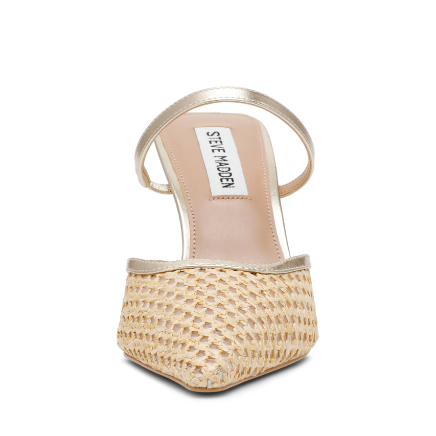 Brinley Heeled Sandals Gold Raffia