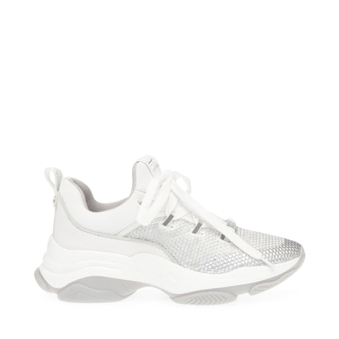 Steve Madden Medallion Sneaker White/Silver Promoções até 50%