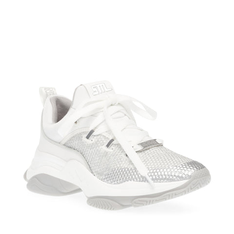 Steve Madden Medallion Sneaker White/Silver Promoções até 50%