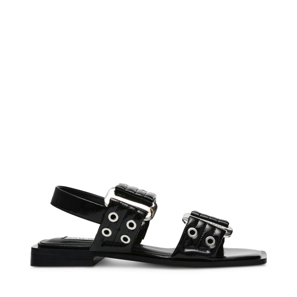 Saria-E Flat Sandals Black Patent