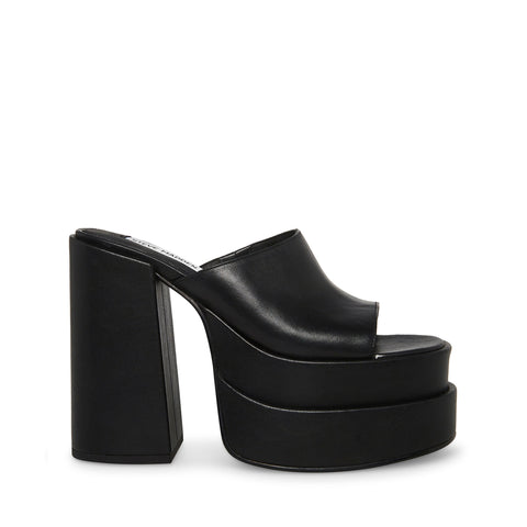 Steve Madden Cagey Black Leather Special Prices - Cunhas e Plataformas